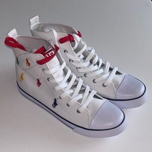 Polo Ralph Lauren Boys Hamptyn Hi II White Multi color Pony Boys size 6 1/2 NWT